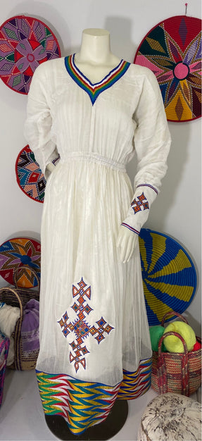 Habesha Dress Multi Color Tilet (ሐገር ልብስ) “Tsehay”