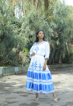 Load image into Gallery viewer, Habesha dress with blue tilet
