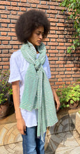 Load image into Gallery viewer, Green/White Stripes scarf
