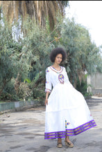 Load image into Gallery viewer, Habesha Dress with purple Tilet “Lilie 2”
