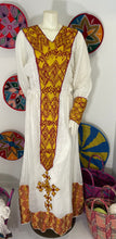 Load image into Gallery viewer, Burgundy and Gold Tilet Habesha Dress
