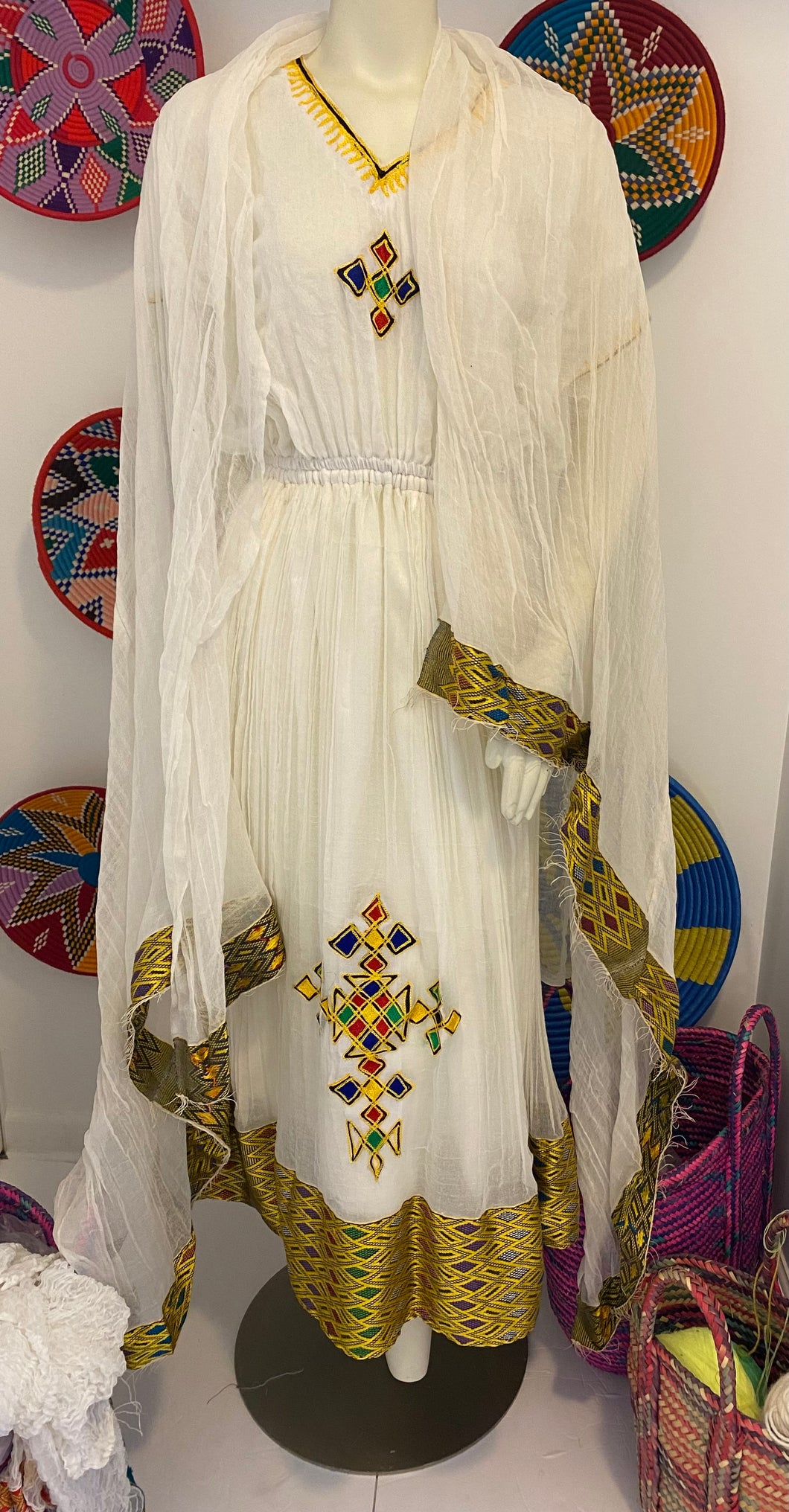 Habesha Kemis with Traditional Tilf  (የሐገር ልብስ) “Yordanos”