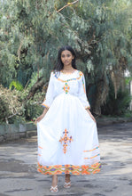 Load image into Gallery viewer, Habesha Dress with orange tilet “Birtukan 1”
