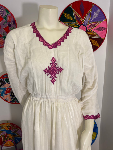 Pink Tilet Habesha Dress (የሐገር ልብስ) “Rozi”