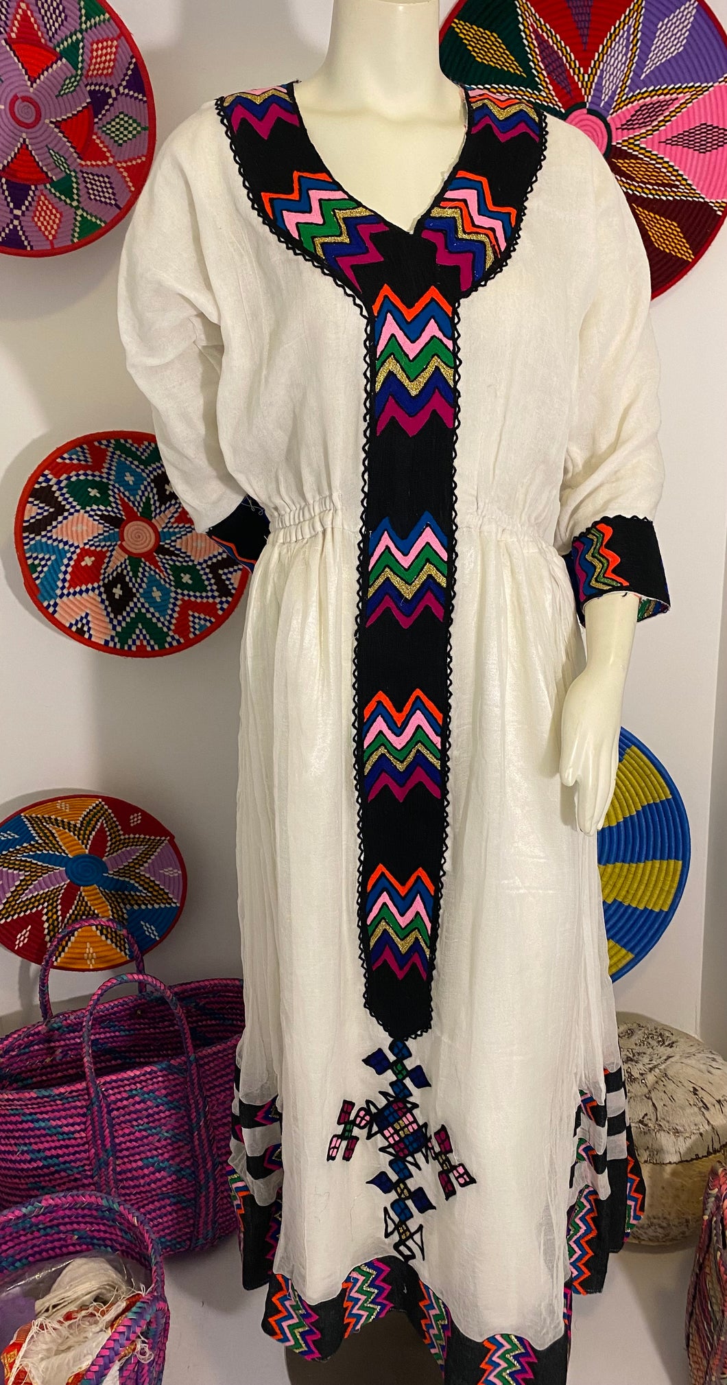 Habesha Dress with Black Tilet (የሐገር ልብስ) 