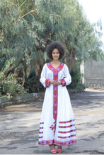 Load image into Gallery viewer, Habesha dress with red and purple tilet “Chaltu”
