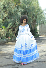 Load image into Gallery viewer, Habesha dress with blue Tilet “Rebekah”
