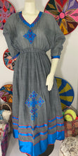 Load image into Gallery viewer, Hand woven cotton grey habesha dress with pink Tilet
