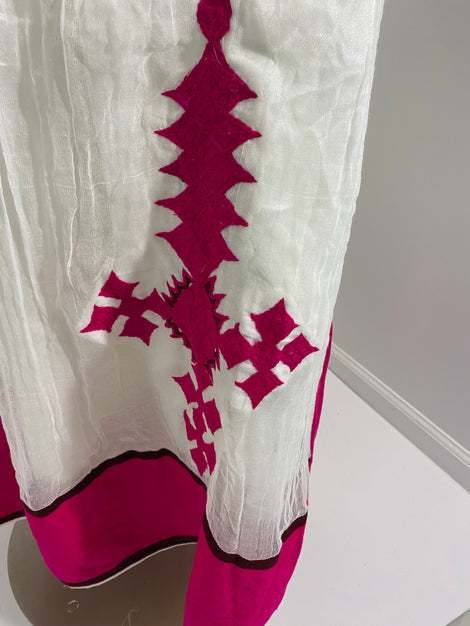 Habesha Dress with Pink Tilet  (የሐገር ልብስ) “Roza”