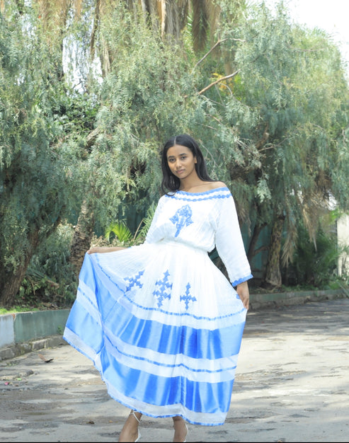 Habesha dress with blue tilet