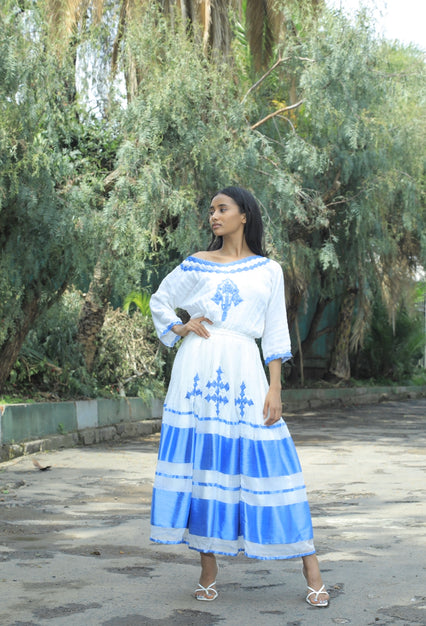 Habesha dress with blue tilet