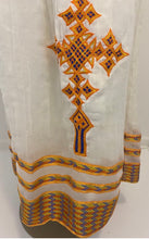 Load image into Gallery viewer, Traditional Habesha Dress with Orange Tilet (የሐገር ልብስ) “Amsale”
