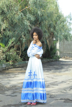 Load image into Gallery viewer, Habesha dress with blue Tilet “Rebekah”
