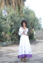 Load image into Gallery viewer, Habesha Dress with purple Tilet “Lilie 2”
