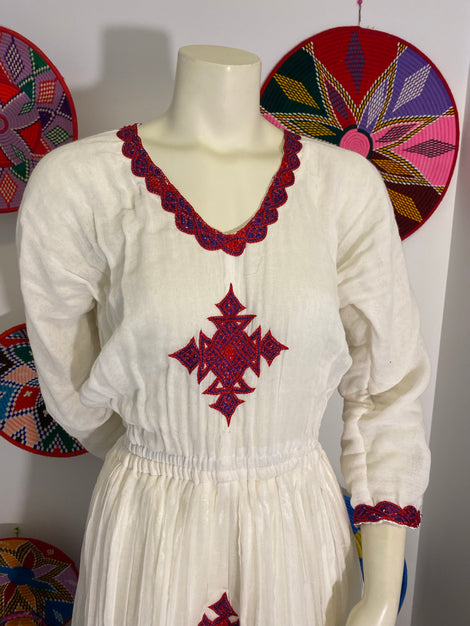 Red and Purple Tilet Habesha Dress (የሐገር ልብስ) 