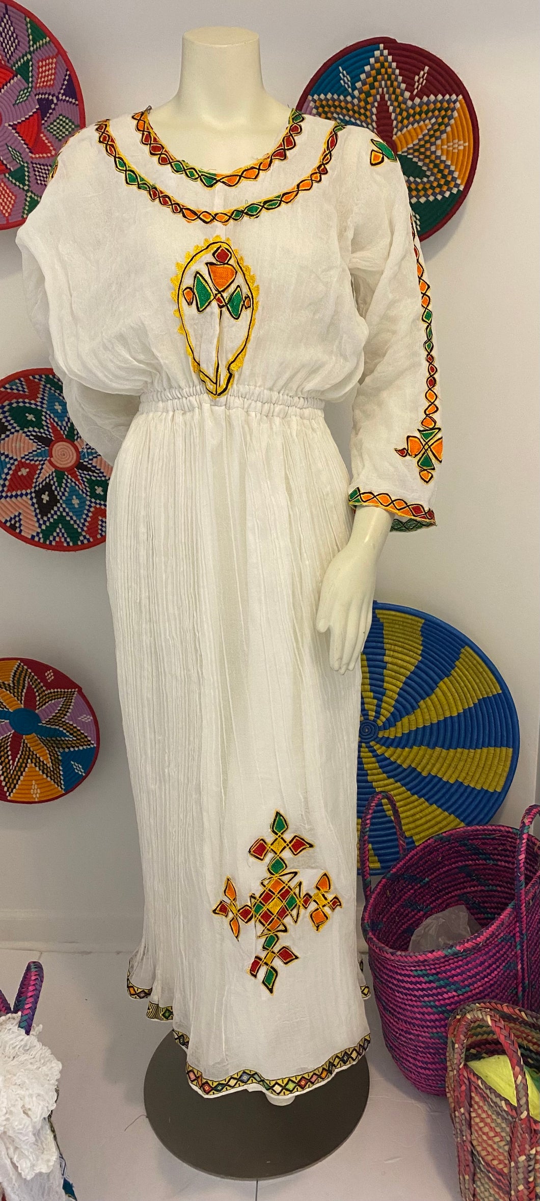 “Aregash” Traditional Habesha Dress with Kechin Tilet  (የሐገር ልብስ)