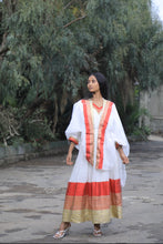 Load image into Gallery viewer, Habesha dress with gold and red Tilet “Hulu 1”
