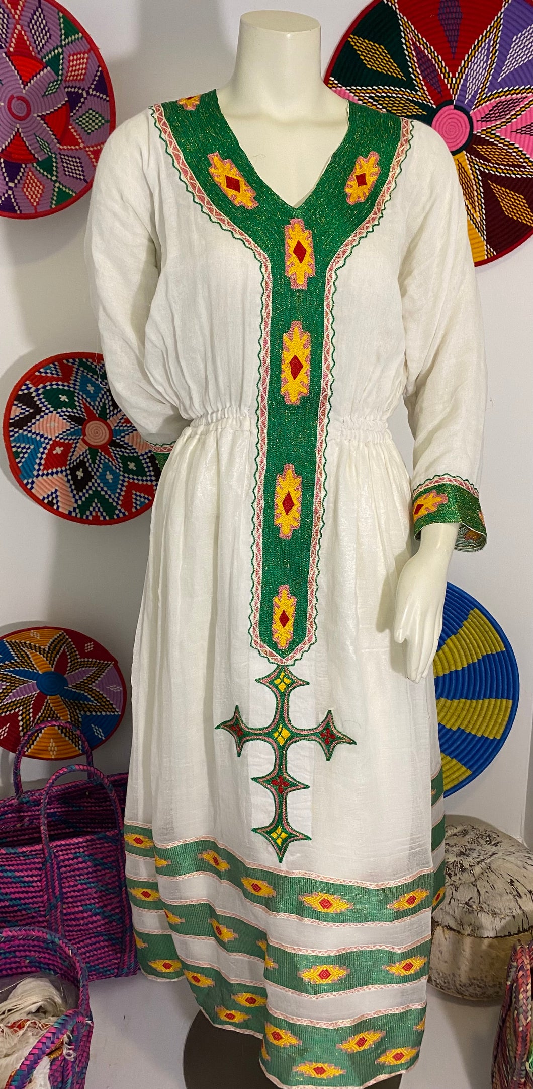 Habesha Dress with Green Tilet