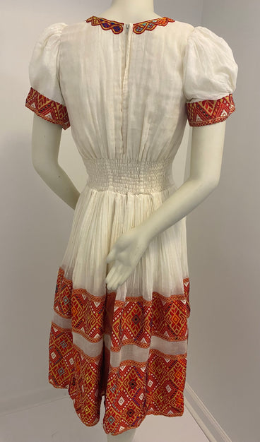 Habesha Dress with Red Tilet  (የሐገር ልብስ) “Yeshi”