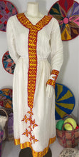 Load image into Gallery viewer, Habesha Dress with Red and Yellow Tilet (የሐገር ልብስ) “Agazy”
