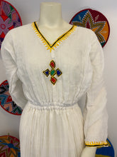 Load image into Gallery viewer, HABESHA DRESS W MultIcolored TIlet  (የሐገር ልብስ) “Addis”
