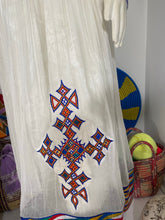 Load image into Gallery viewer, Habesha Dress Multi Color Tilet (ሐገር ልብስ) “Tsehay”
