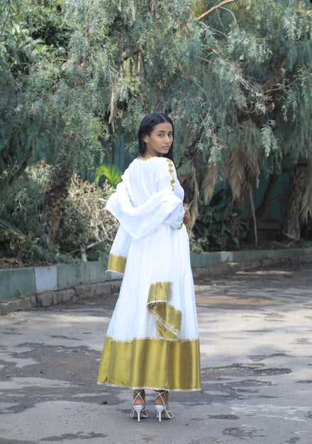 Habesha dress with Olive Tilet “Gomene”