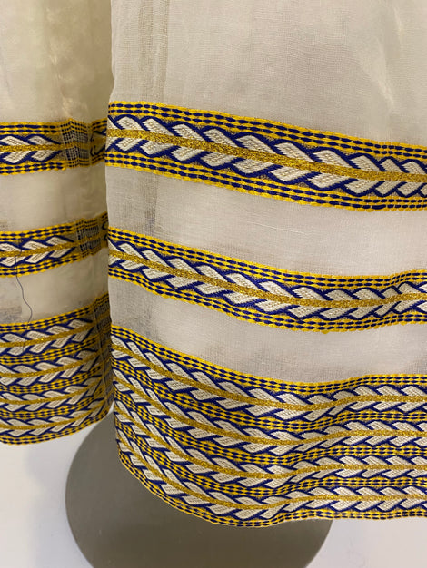 Habesha Dress with Blue and Yellow Tilet