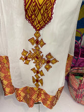 Load image into Gallery viewer, Burgundy and Gold Tilet Habesha Dress
