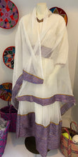 Load image into Gallery viewer, Habesha Dress with purple Tilet “Konjit 1”
