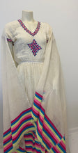 Load image into Gallery viewer, Habesha Dress with Multi Color Tilet  (የሐገር ልብስ) “Roman”
