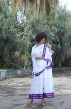 Load image into Gallery viewer, Habesha Dress with purple Tilet “Lilie 2”
