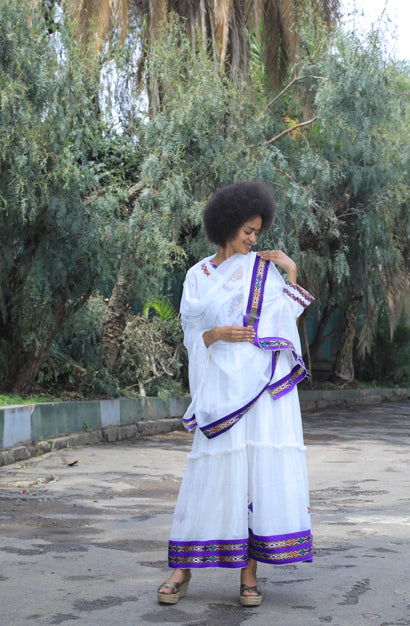 Habesha Dress with purple Tilet “Lilie 2”