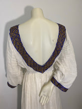 Load image into Gallery viewer, Habesha Dress with Blue and Gold Tilet (የሐገር ልብስ) “Eden”
