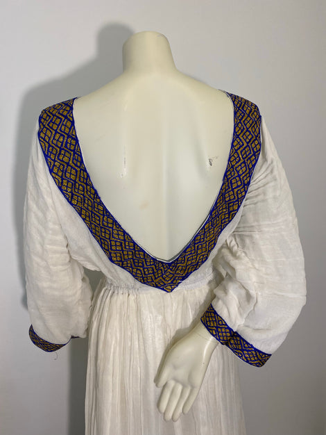 Habesha Dress with Blue and Gold Tilet (የሐገር ልብስ) “Eden”