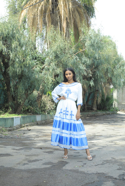 Habesha dress with blue tilet