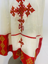 Load image into Gallery viewer, Habesha Dress with Red and Gold Tilet
