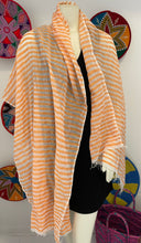 Load image into Gallery viewer, Orange and white scarf
