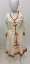 Load image into Gallery viewer, Orange and Blue Tilet Kid’s Habesha Dress
