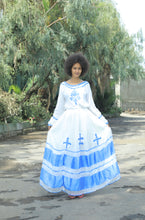 Load image into Gallery viewer, Habesha dress with blue Tilet “Rebekah”
