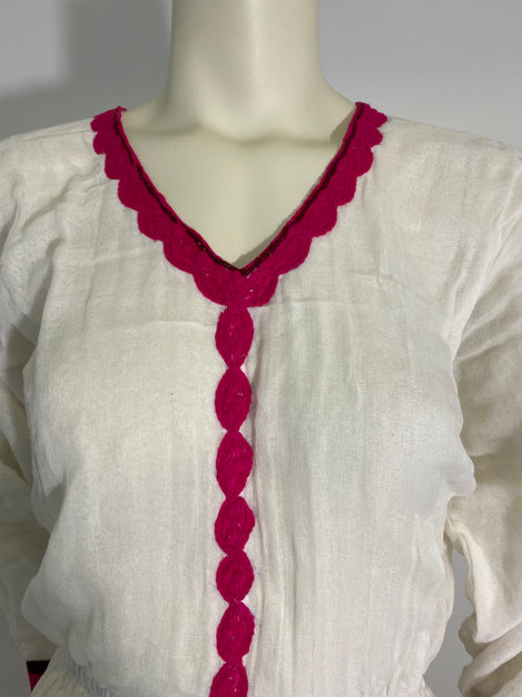 Habesha Dress with Pink Tilet  (የሐገር ልብስ) “Roza”