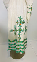 Load image into Gallery viewer, Habesha Dress with Green and Orange Tilet (የሐገር ልብስ) “Rahel”
