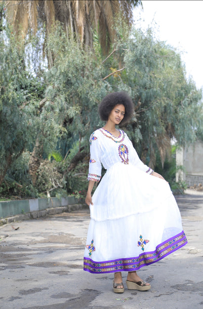 Habesha Dress with purple Tilet “Lilie 2”