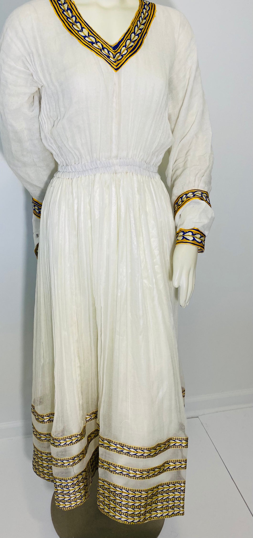 Habesha Dress with Blue and Yellow Tilet