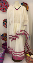 Load image into Gallery viewer, Habesha dress with purple and green Tilet “Adhanet 1”
