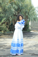 Load image into Gallery viewer, Habesha dress with blue Tilet “Rebekah”
