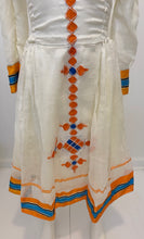 Load image into Gallery viewer, Orange and Blue Tilet Kid’s Habesha Dress
