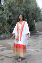 Load image into Gallery viewer, Habesha dress with gold and red Tilet “Hulu 1”
