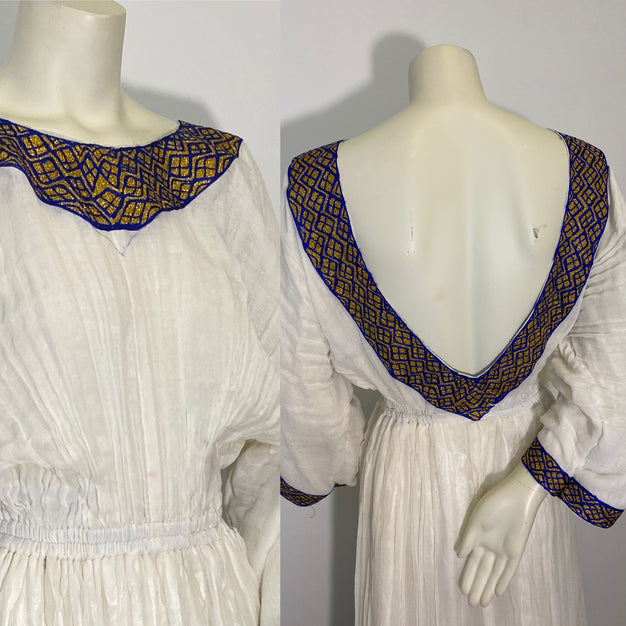 Habesha Dress with Blue and Gold Tilet (የሐገር ልብስ) “Eden”