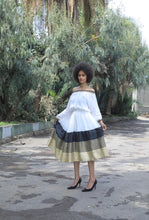 Load image into Gallery viewer, Habesha dress with black and gold Tilet “Helen 1”
